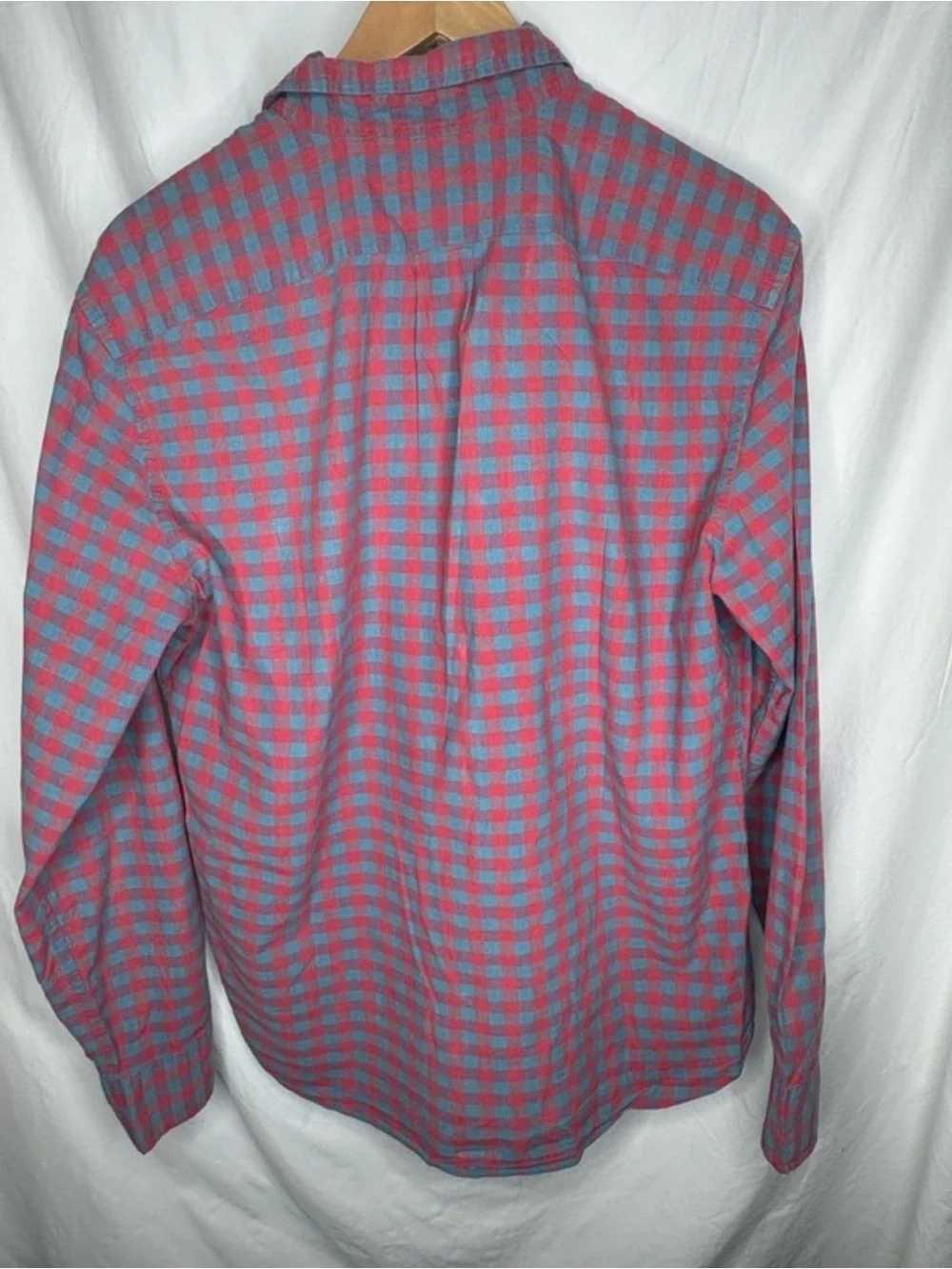J.Crew Men's Slim Fit Large Plaid Button Down Shirt Red Blue Long Sleeve